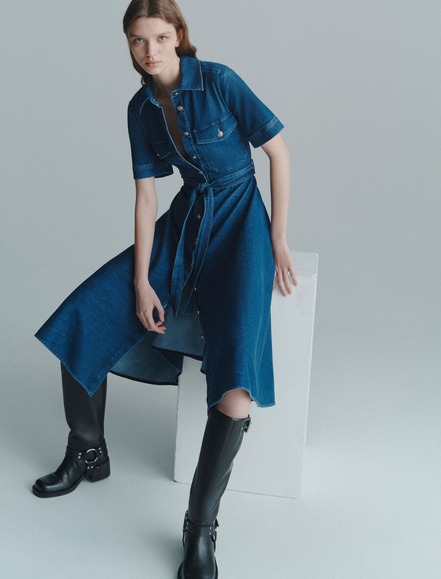 džins srajčna obleka - modre kavbojke