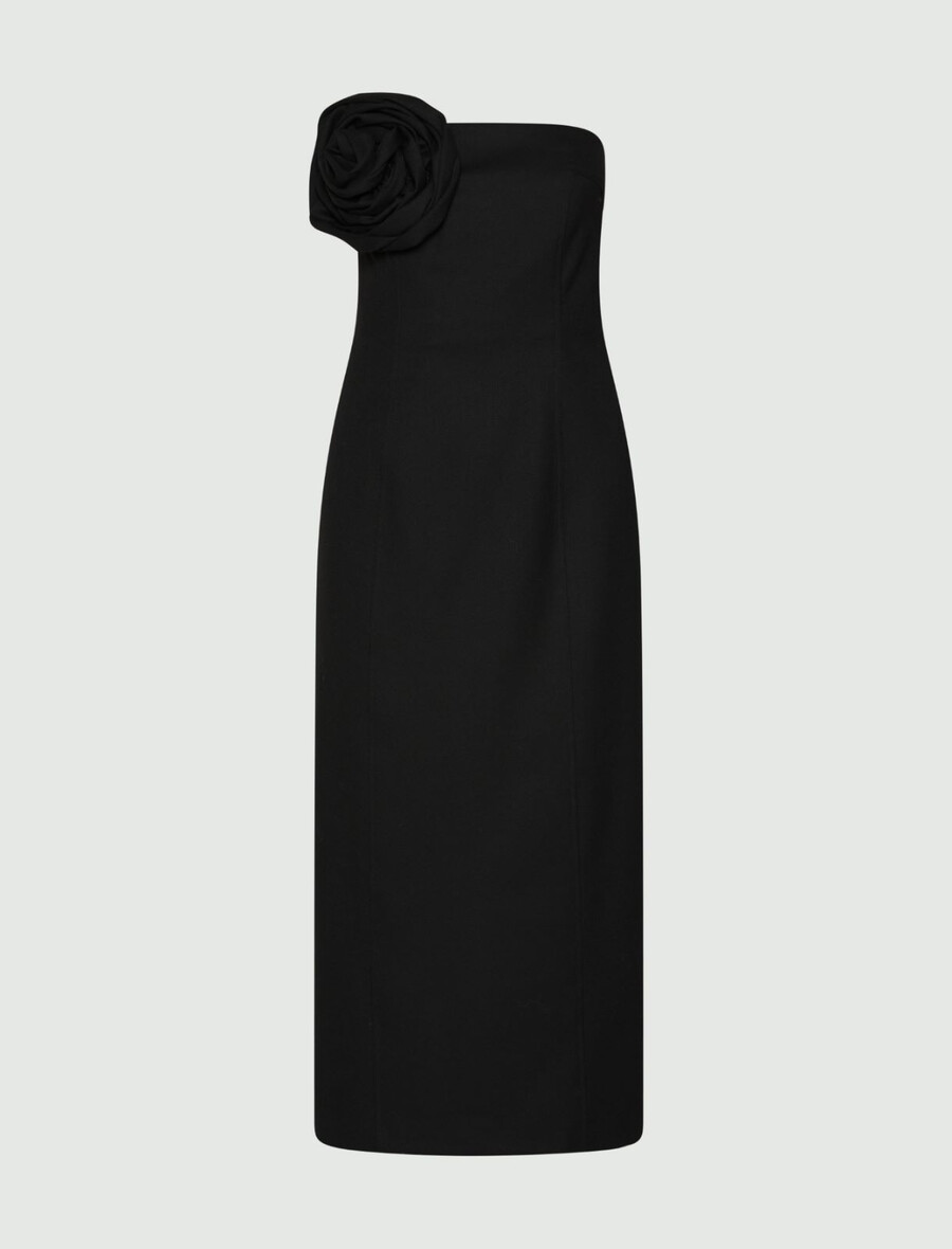 obleka iz raztegljivega gabardina - Črna