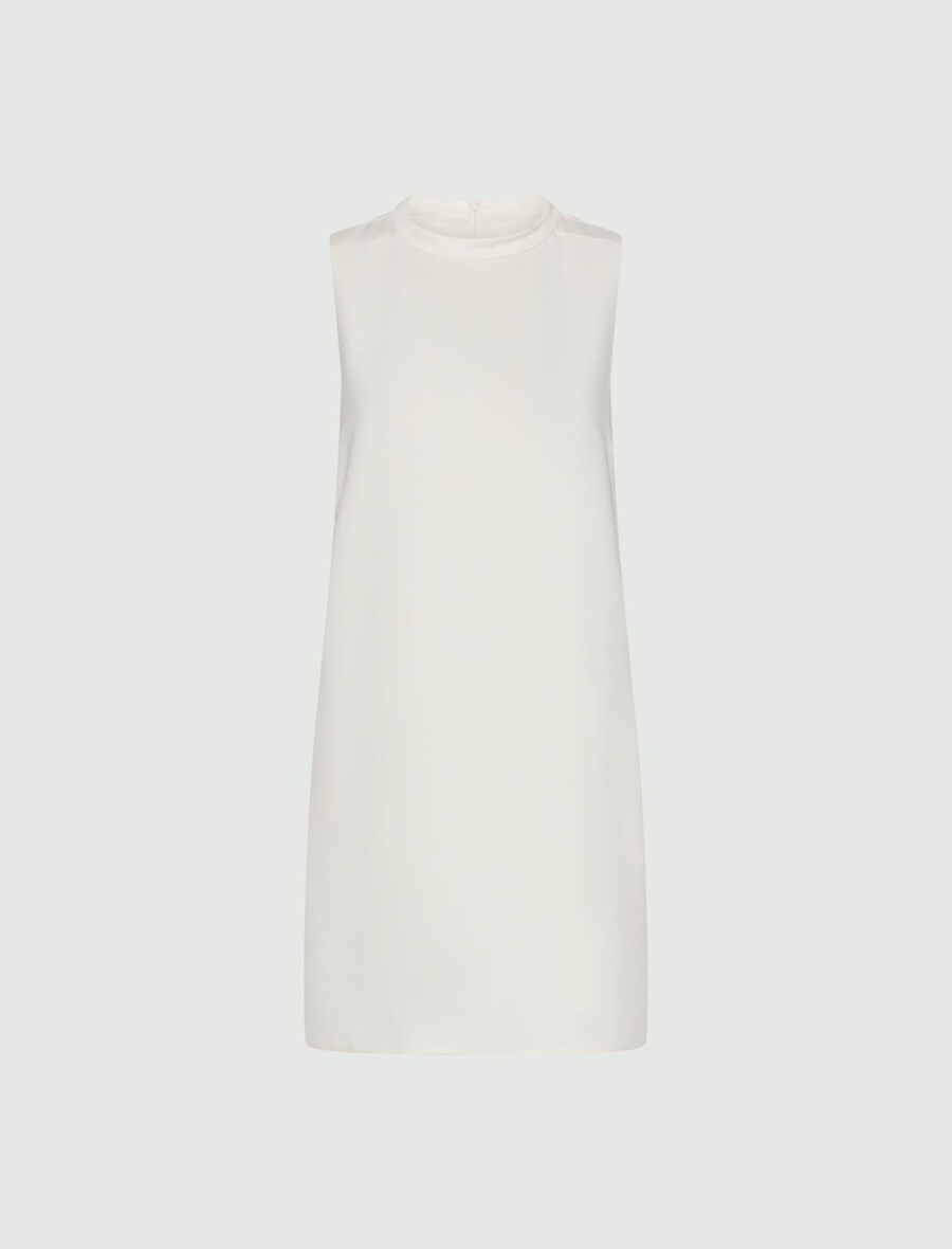 obleka brez rokavov iz krep envers satena - bela volna