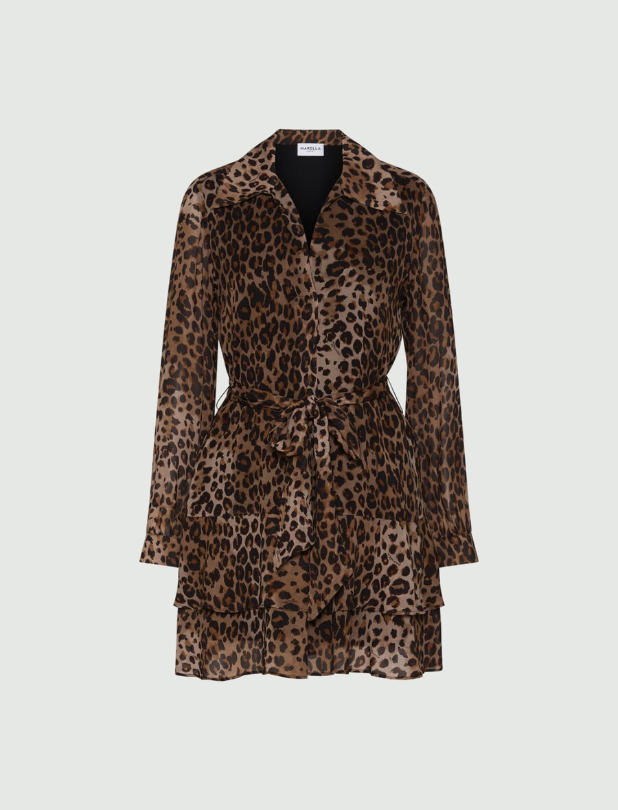 obleka z volančki georgette - naravna