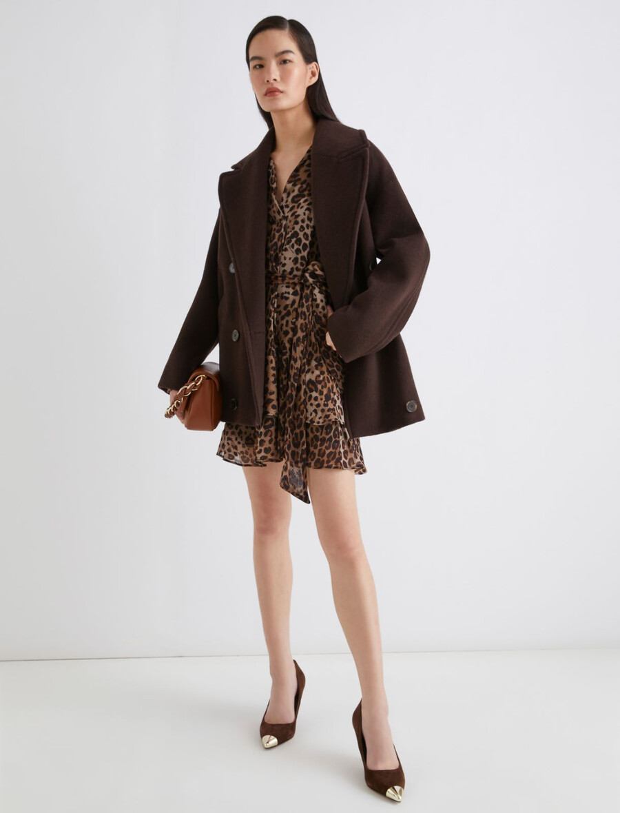 obleka z volančki georgette - naravna