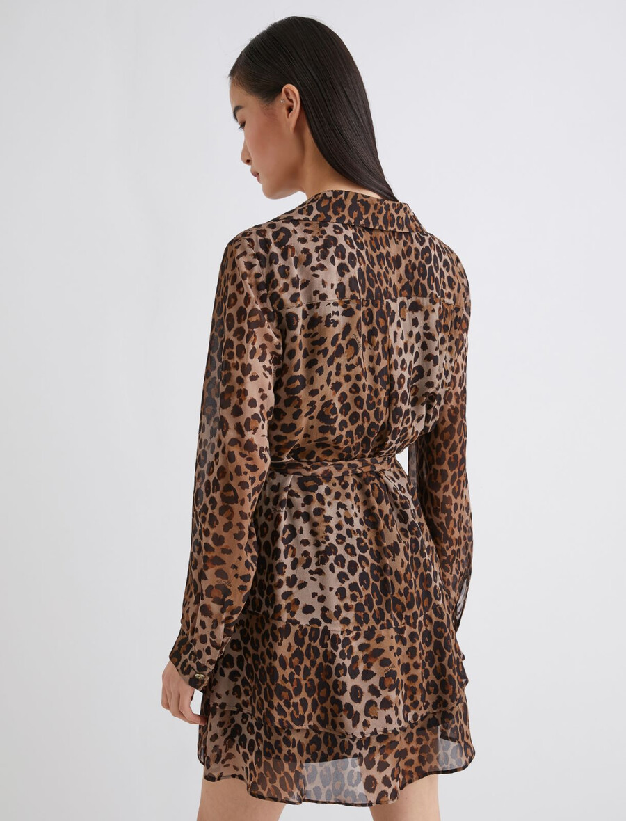 obleka z volančki georgette - naravna