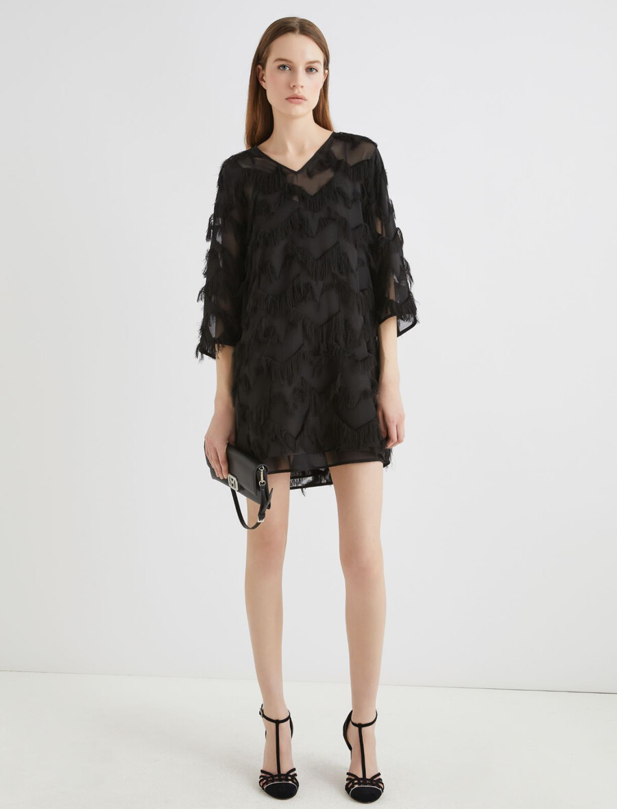 mini obleka fil coupé - Črna