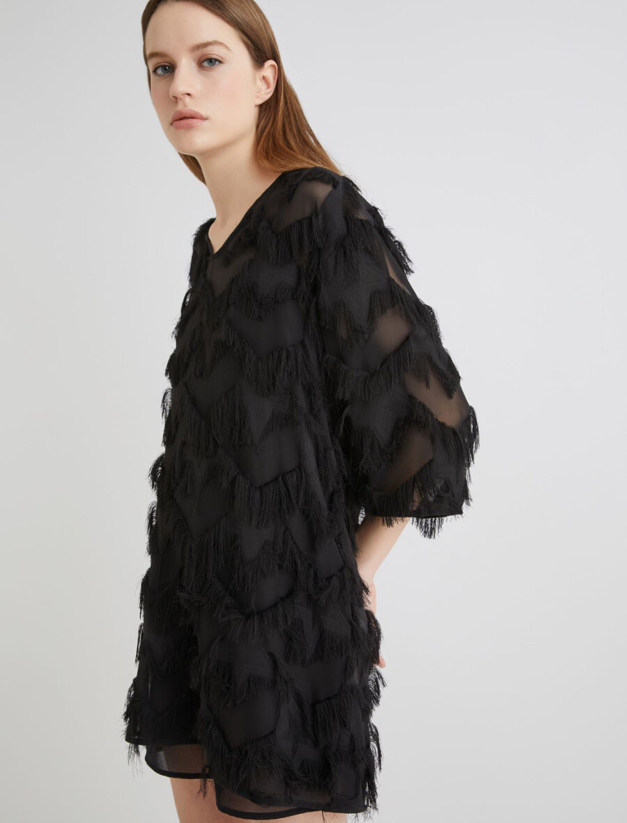 mini obleka fil coupé - Črna