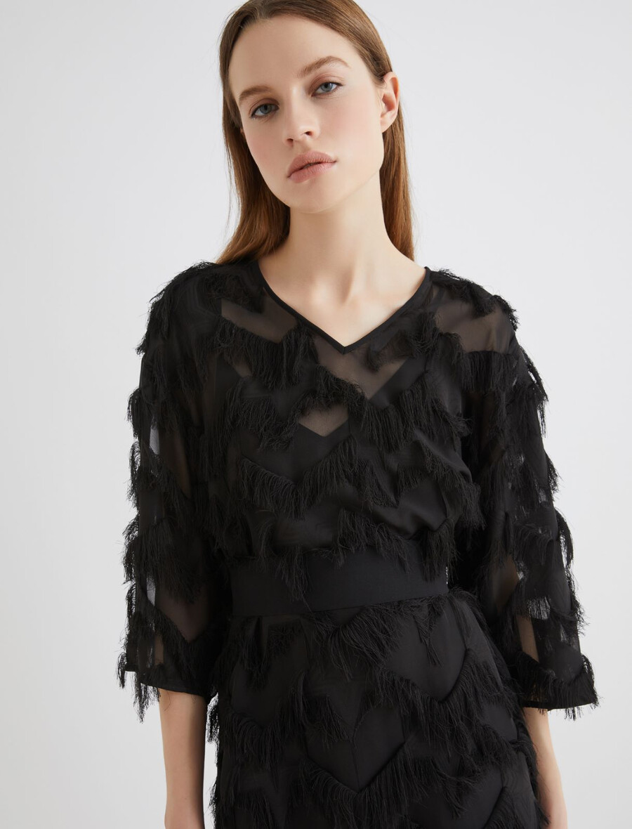 mini obleka fil coupé - Črna