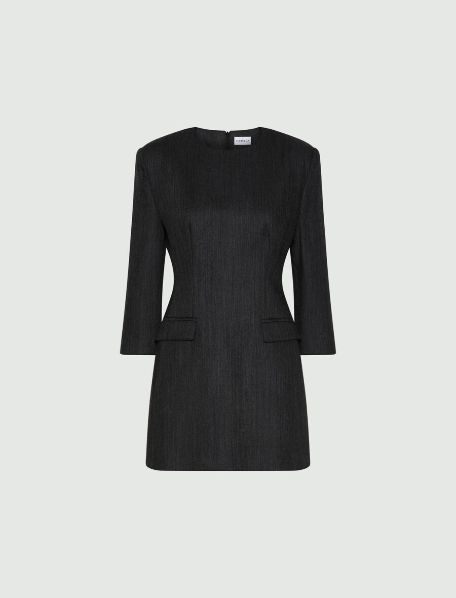 obleka z mini žepi - siva