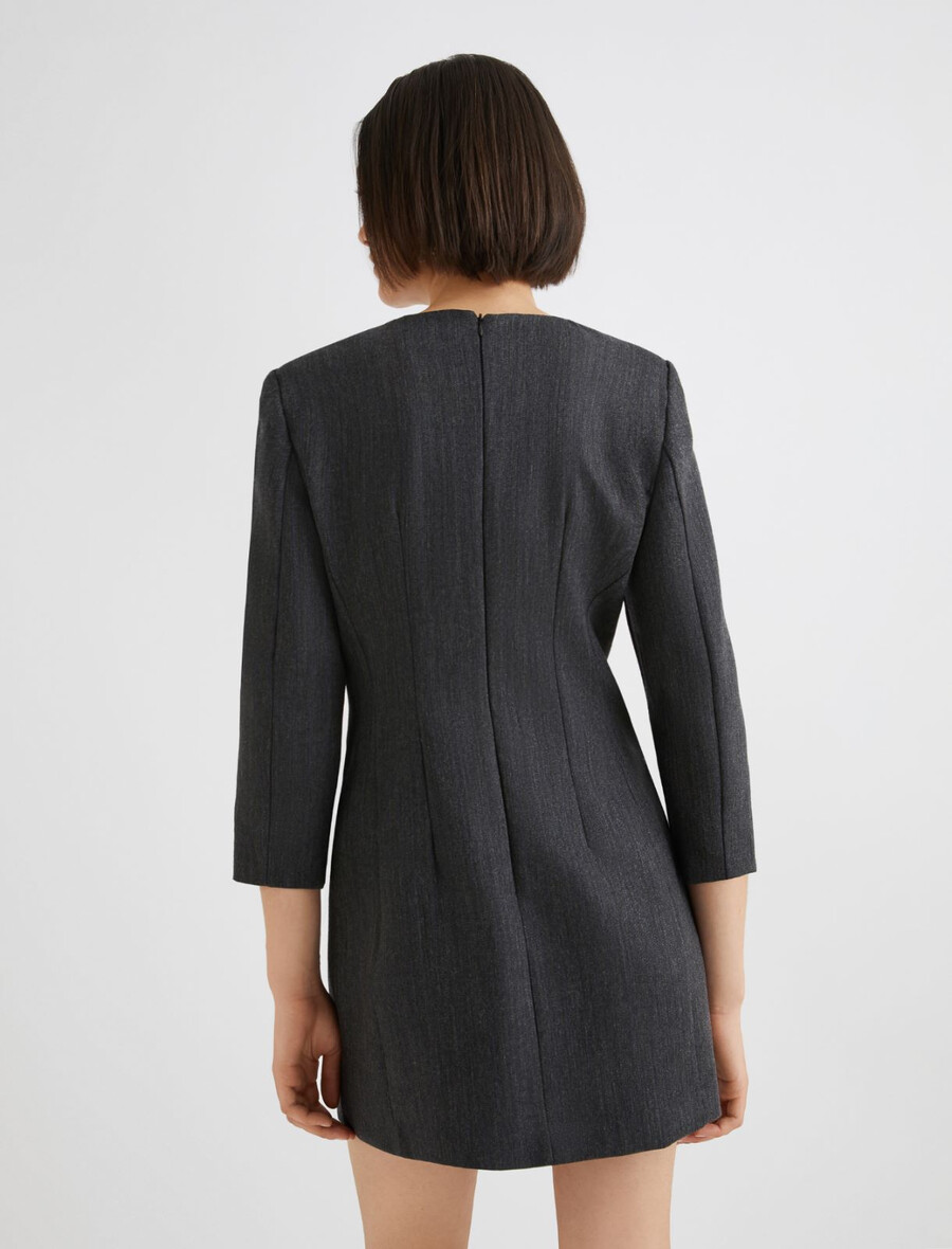 obleka z mini žepi - siva