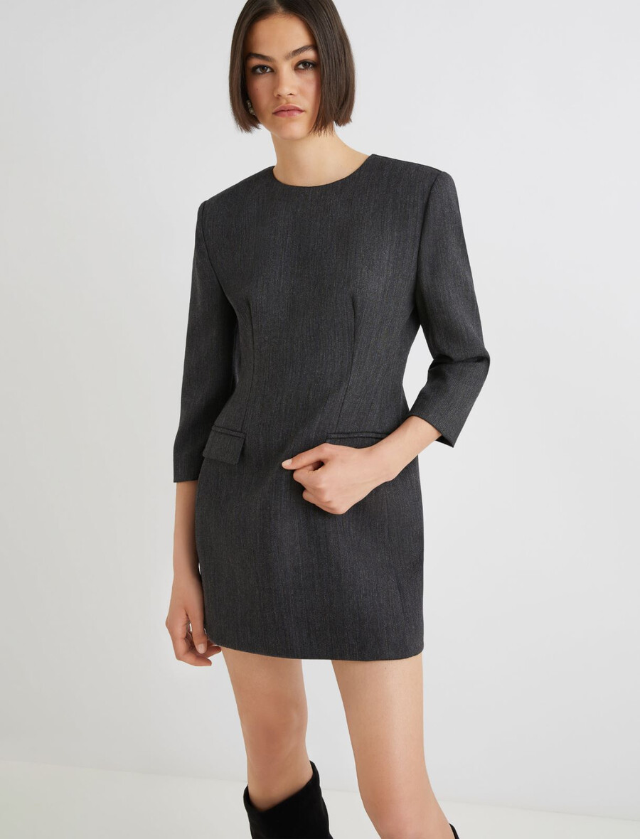 obleka z mini žepi - siva