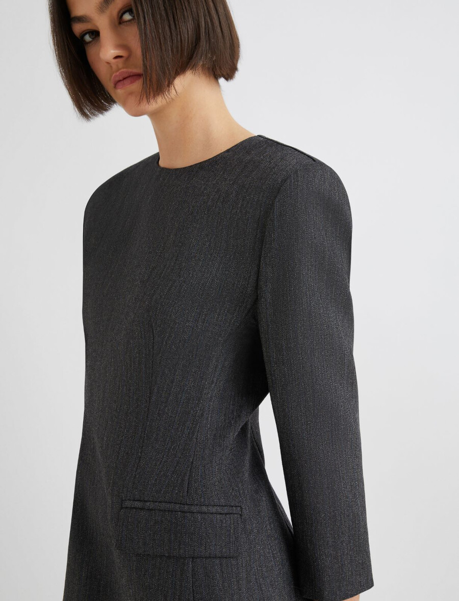 obleka z mini žepi - siva