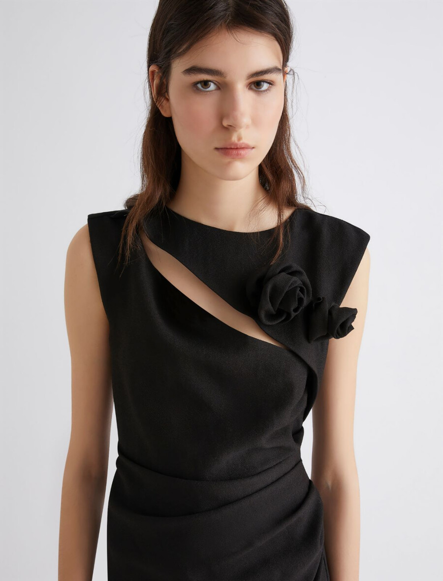 oprijeta obleka iz sobolja - Črna