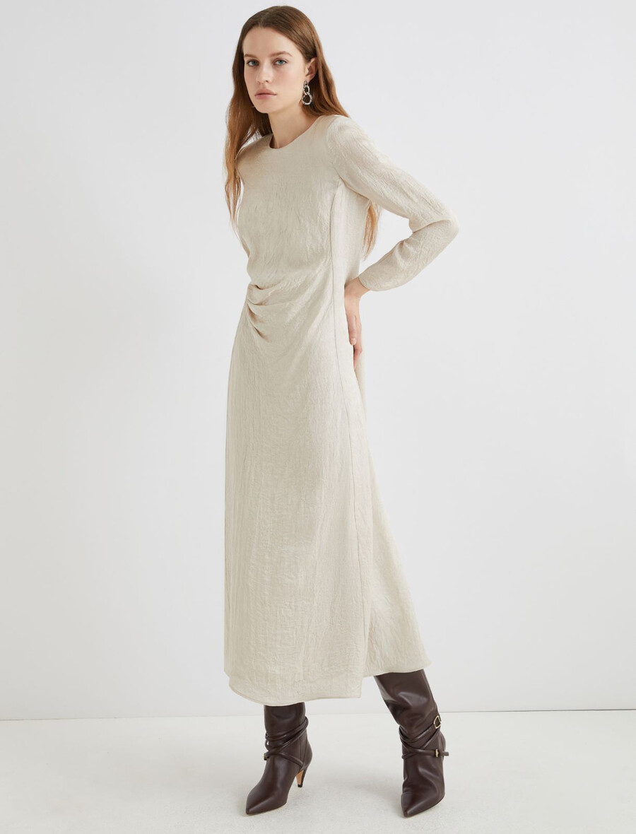 drapirana obleka - kremna