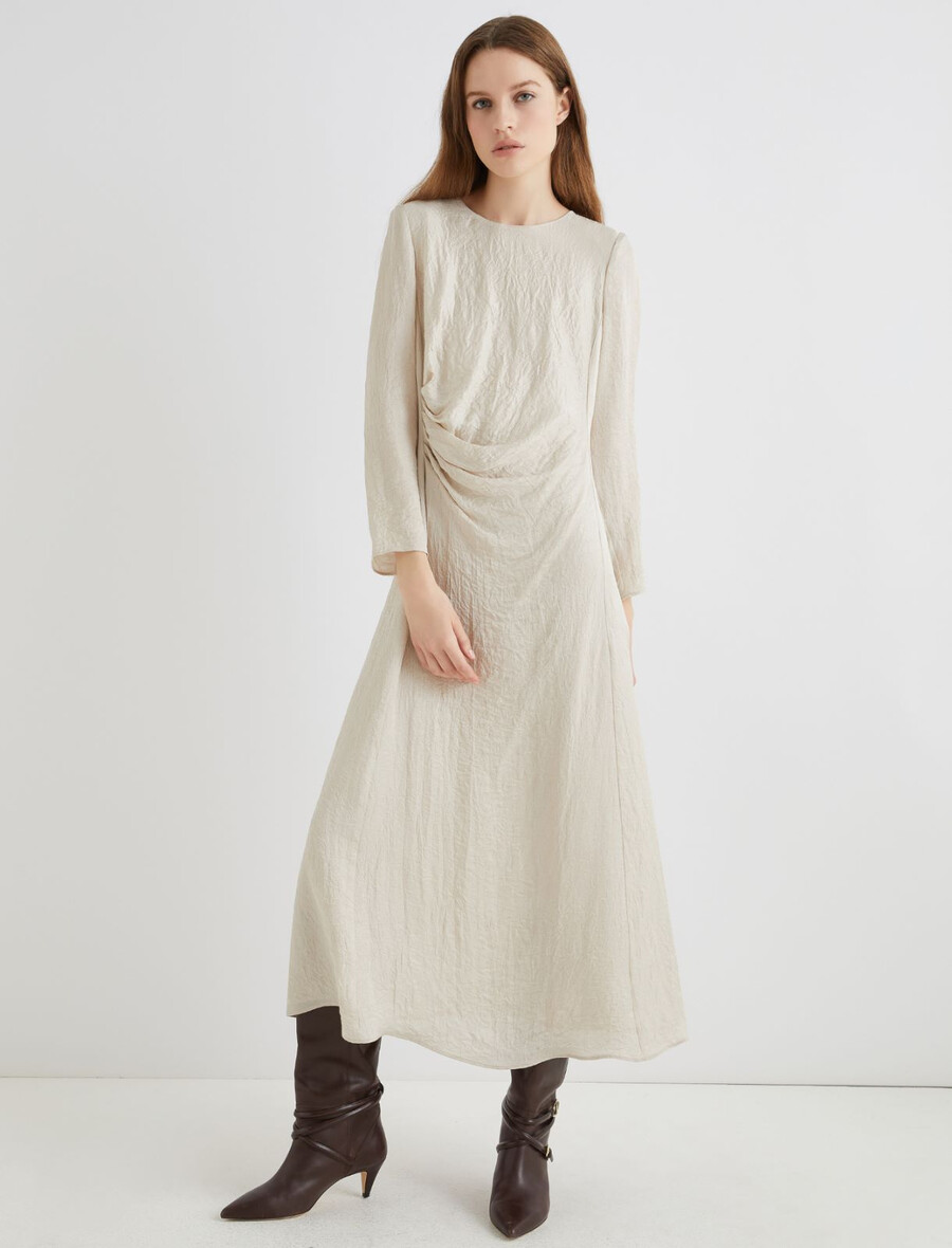 drapirana obleka - kremna