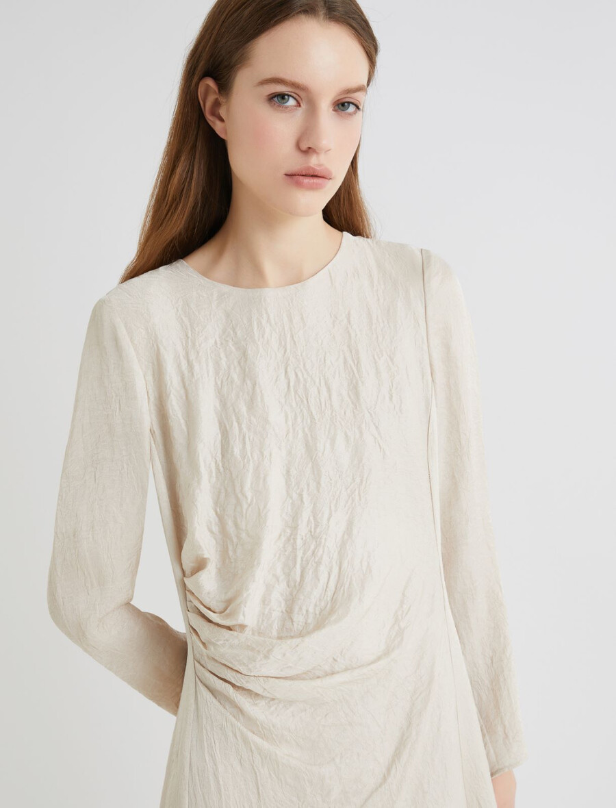 drapirana obleka - kremna