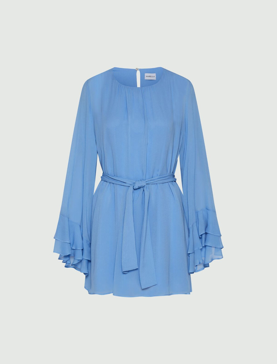 obleka iz viskoznega žoržeta - svetlo modra