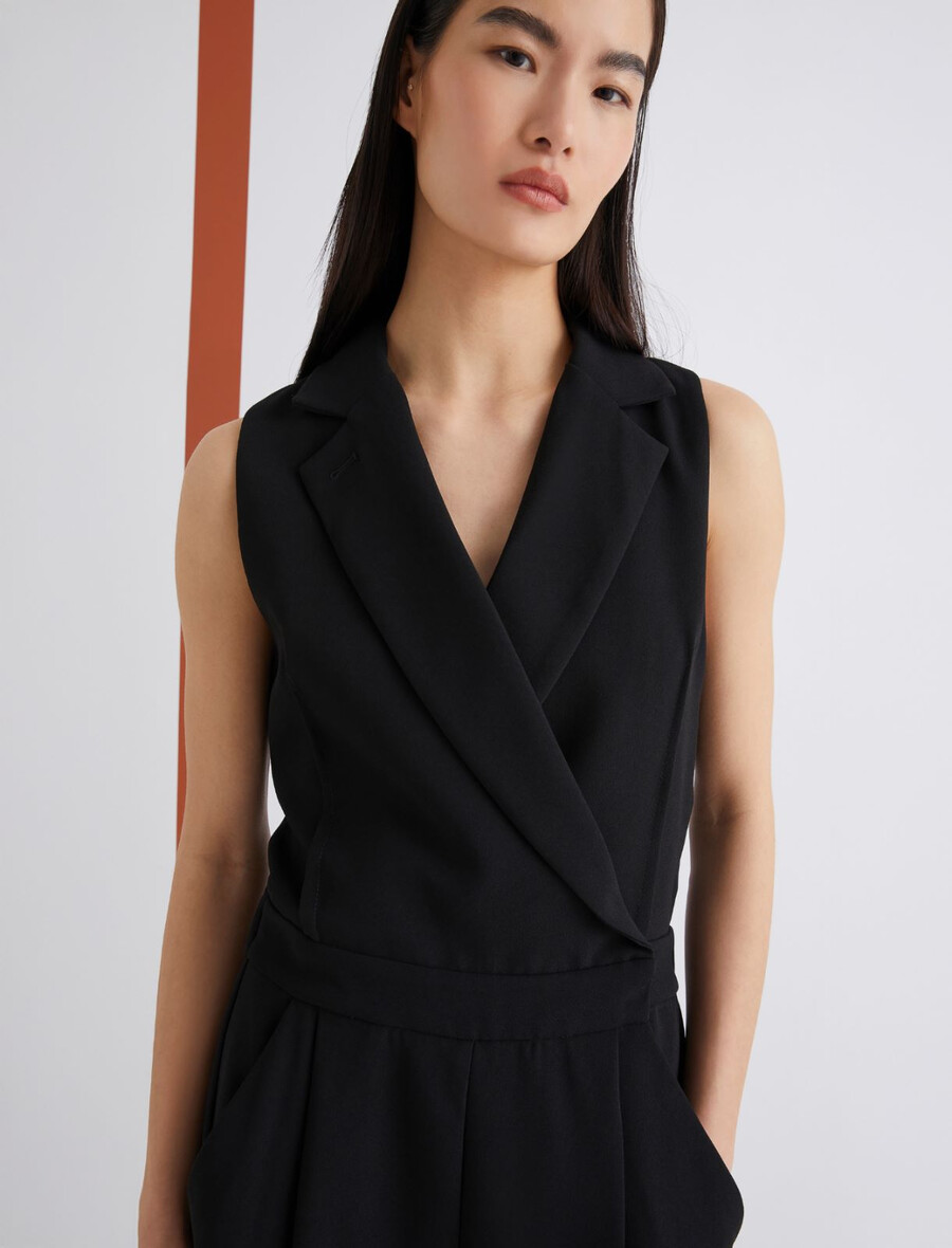 kombinezon brez rokavov - Črna