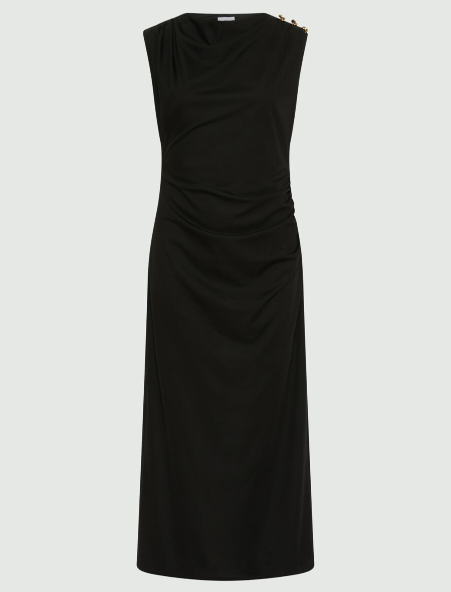 oprijeta obleka iz džersija - Črna