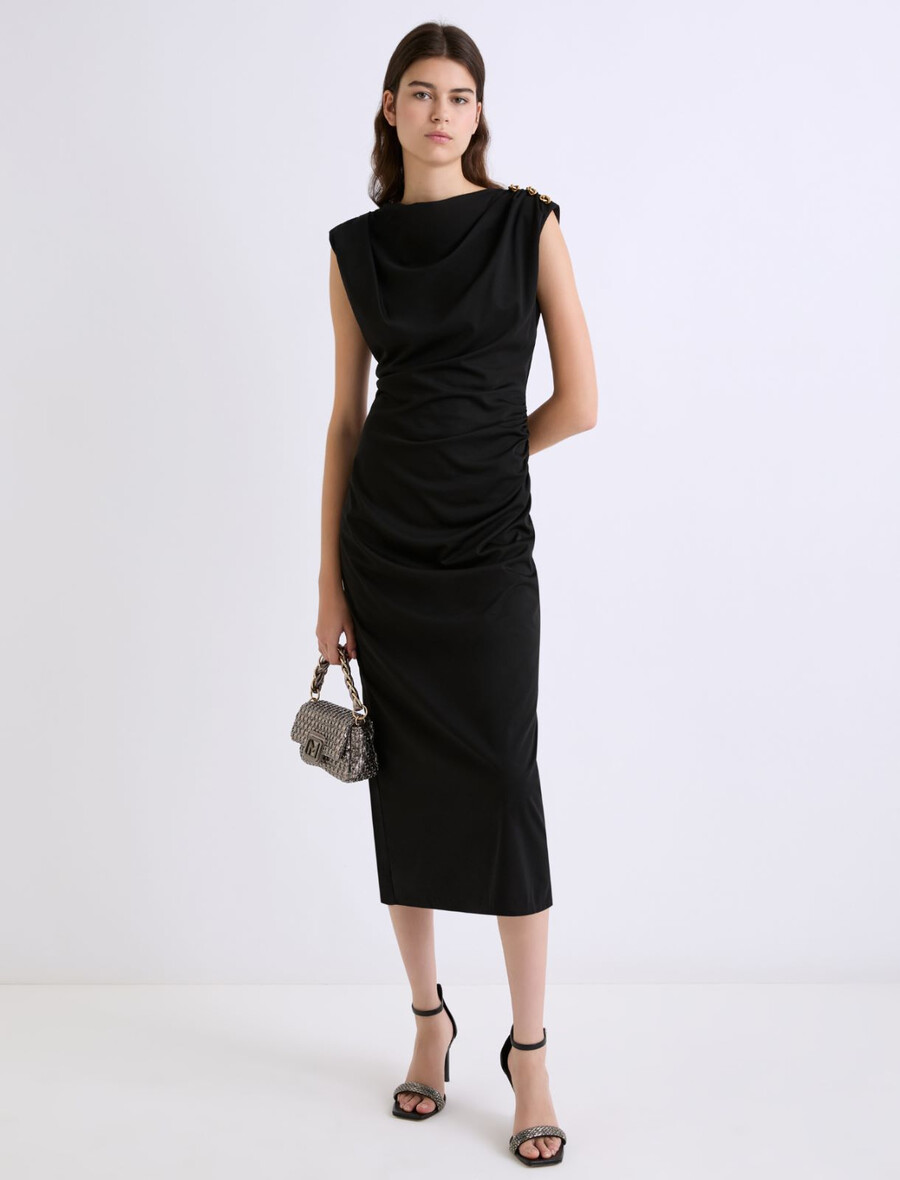 oprijeta obleka iz džersija - Črna