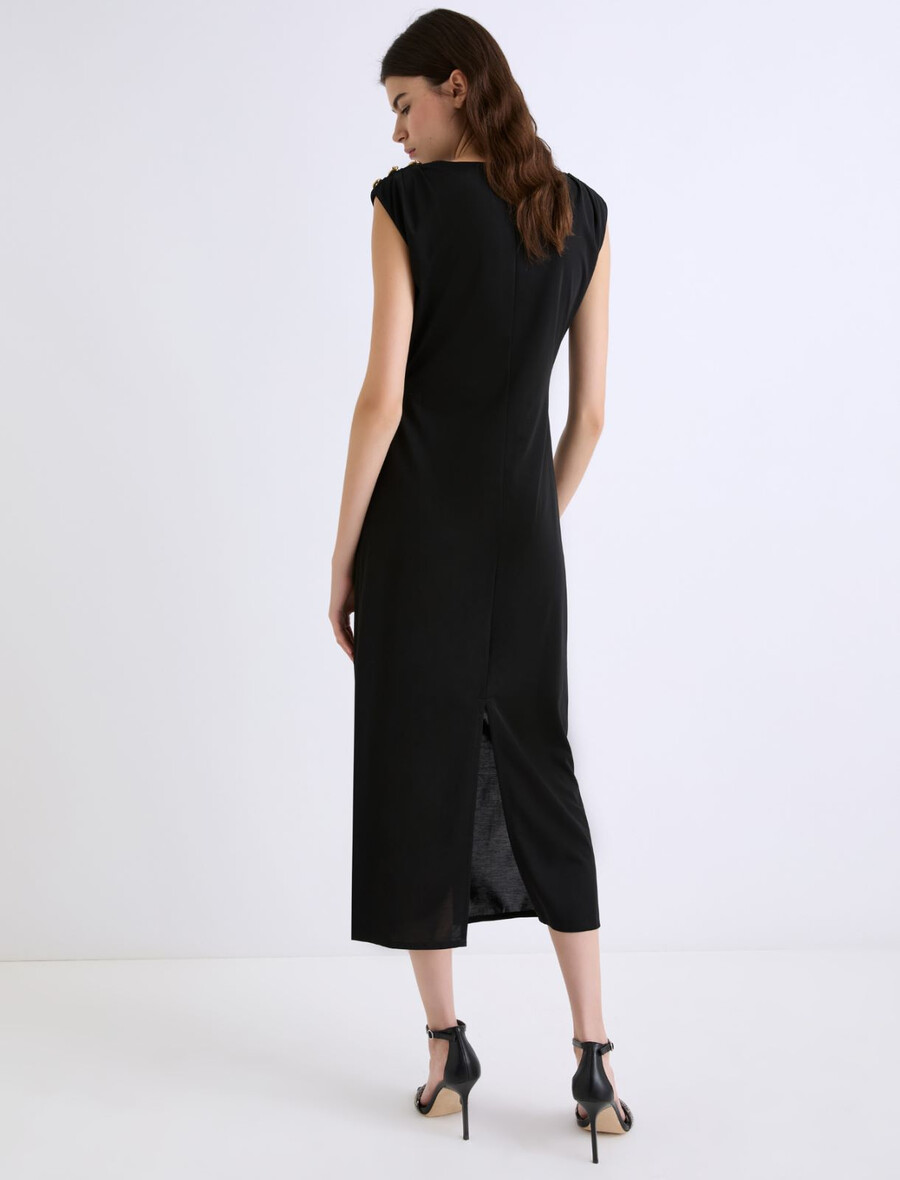 oprijeta obleka iz džersija - Črna