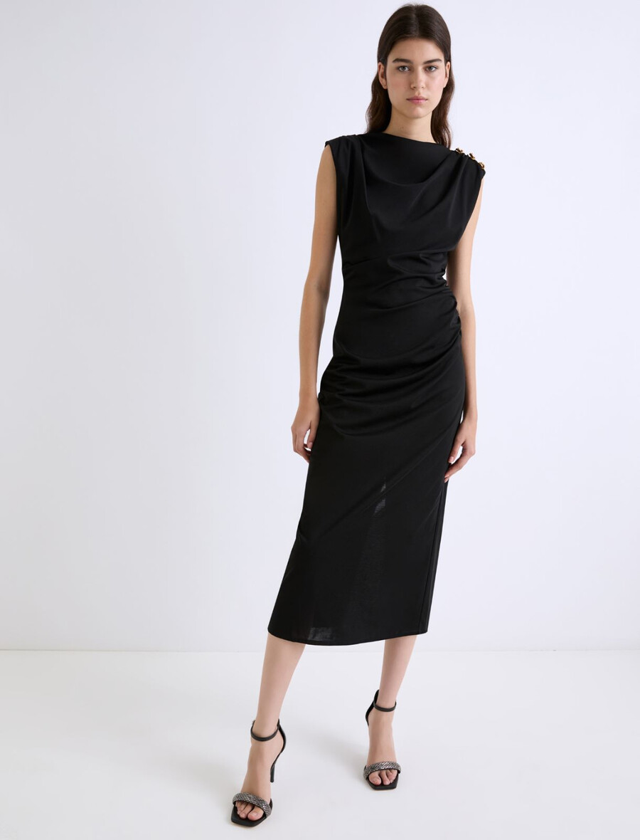 oprijeta obleka iz džersija - Črna