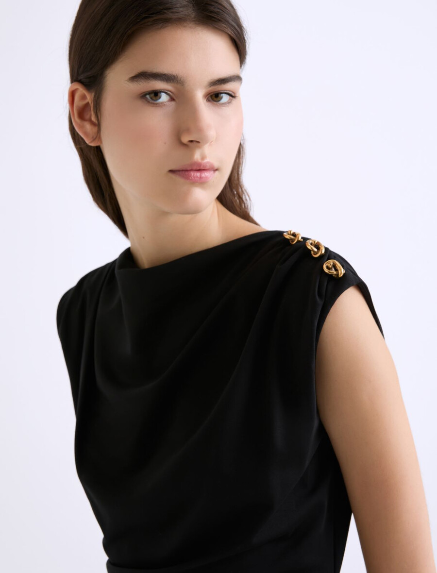 oprijeta obleka iz džersija - Črna