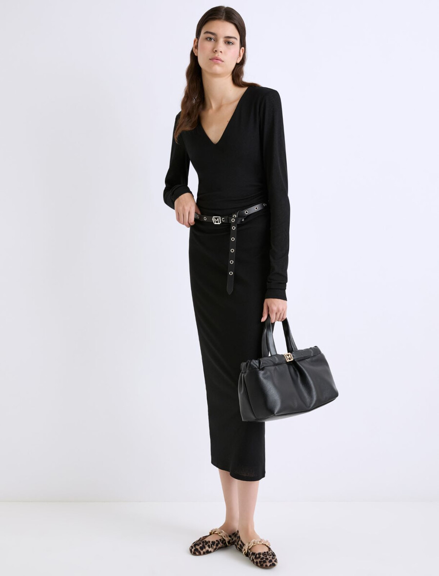 dolga obleka iz džersija - Črna