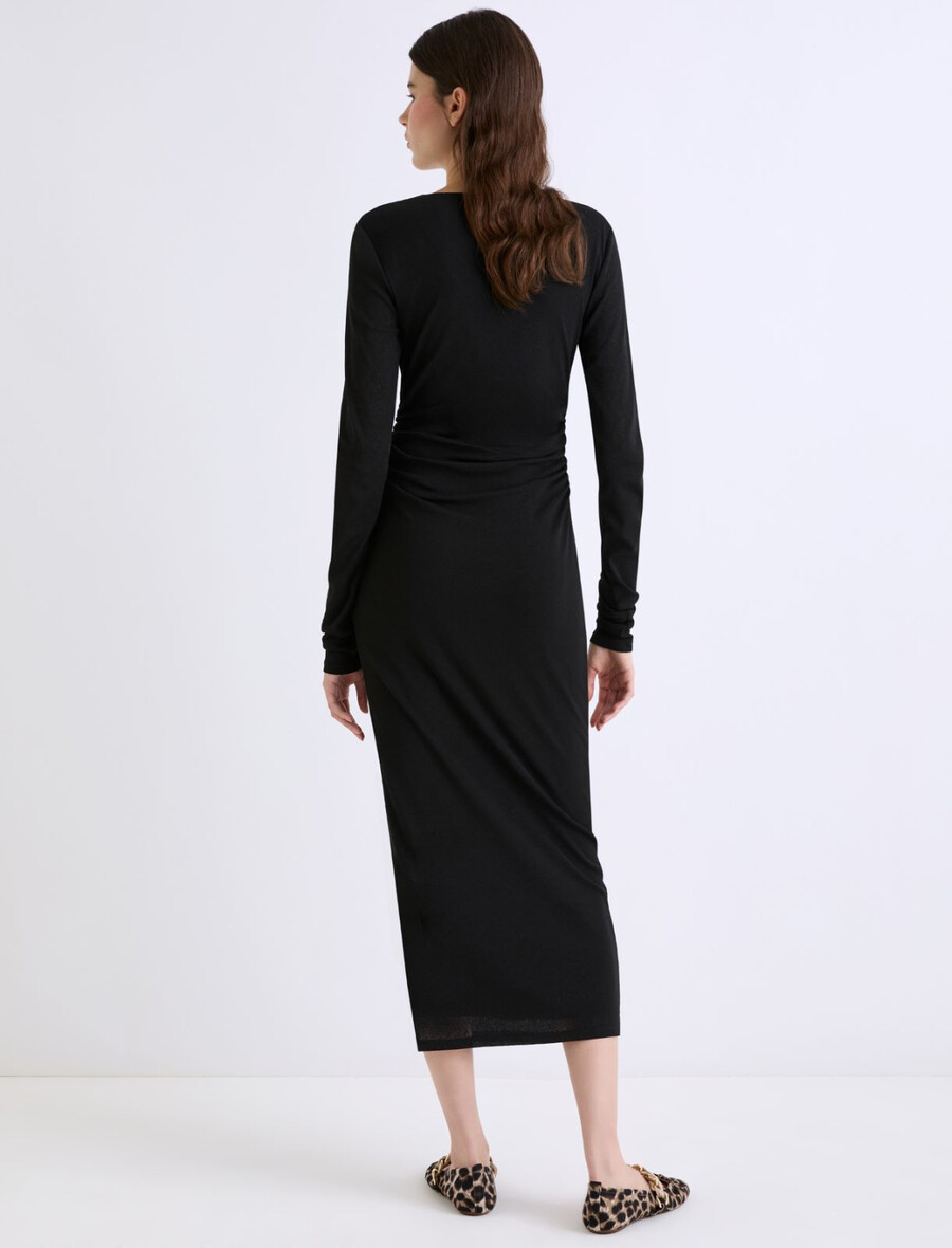 dolga obleka iz džersija - Črna