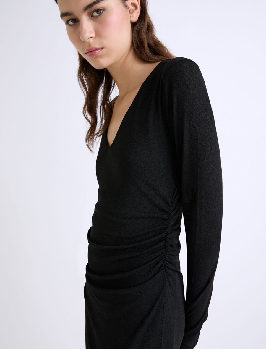 dolga obleka iz džersija - Črna