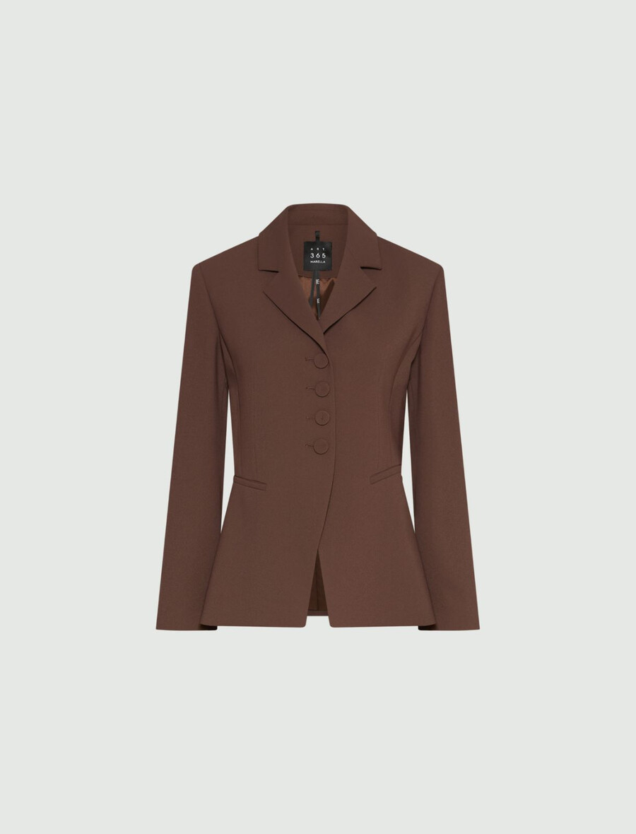 poloprijet satenast blazer envers - rjav