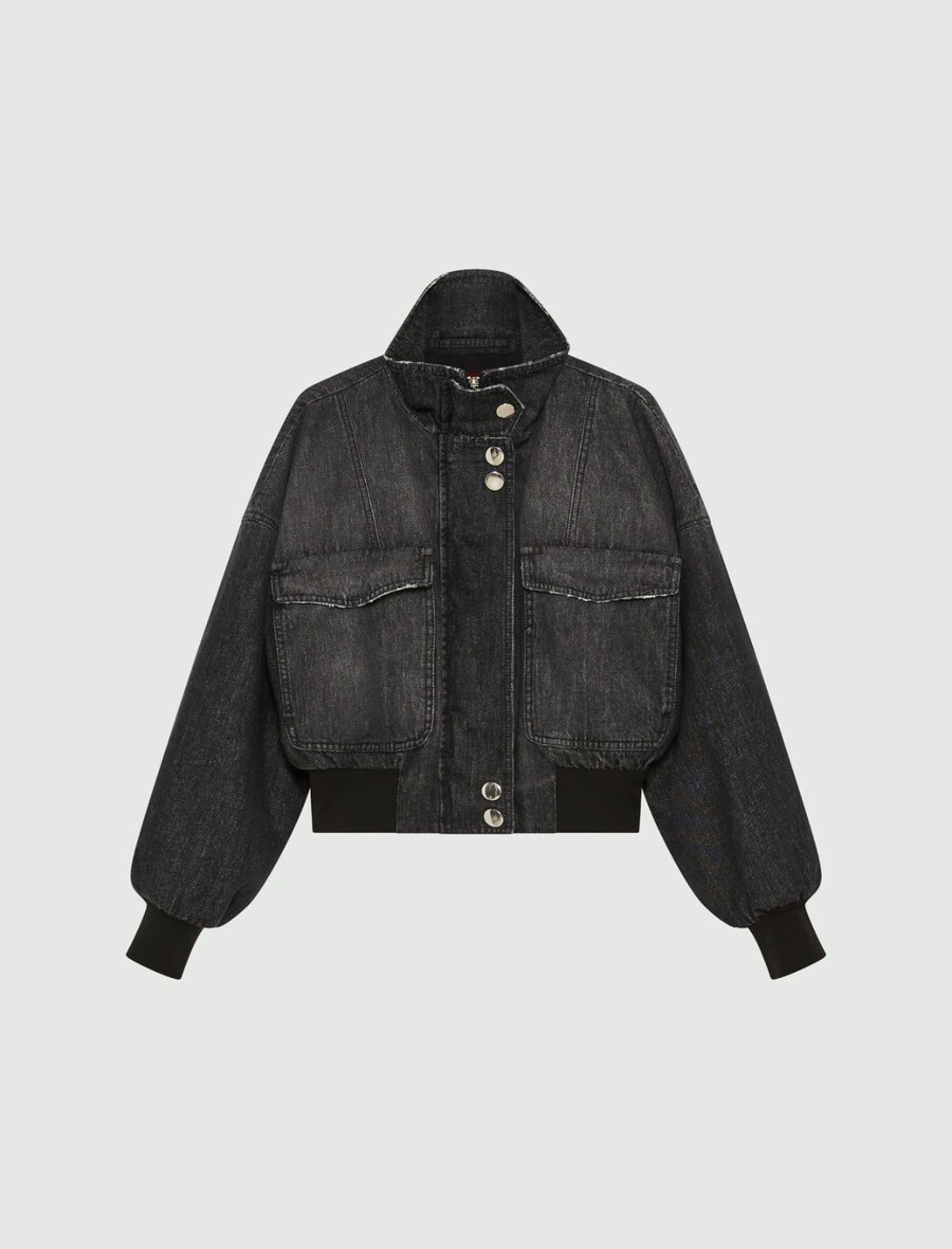 bomber jakna iz džinsa - Črna