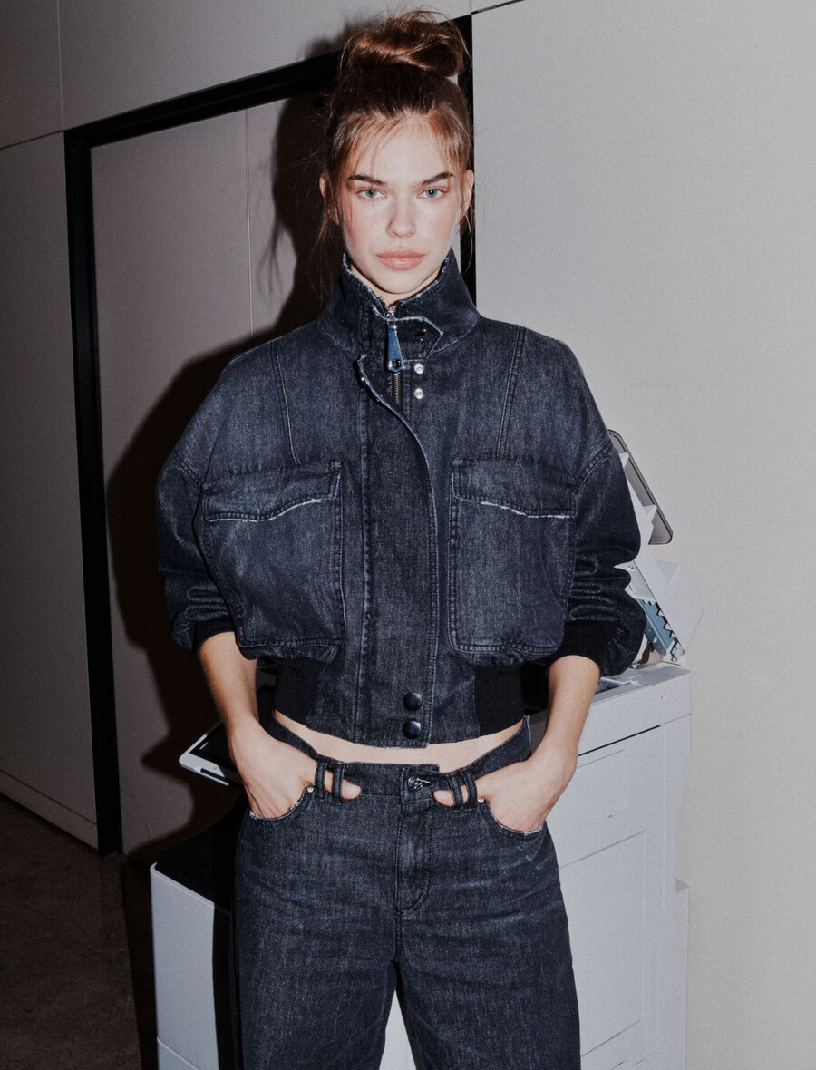 bomber jakna iz džinsa - Črna