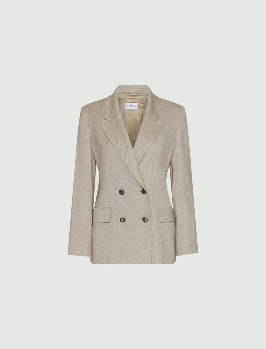 dvoredni keper blazer iz volnene mešanice - leŠnikovo rjava