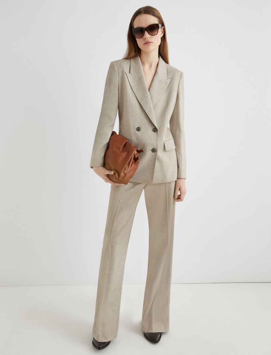 dvoredni keper blazer iz volnene mešanice - leŠnikovo rjava