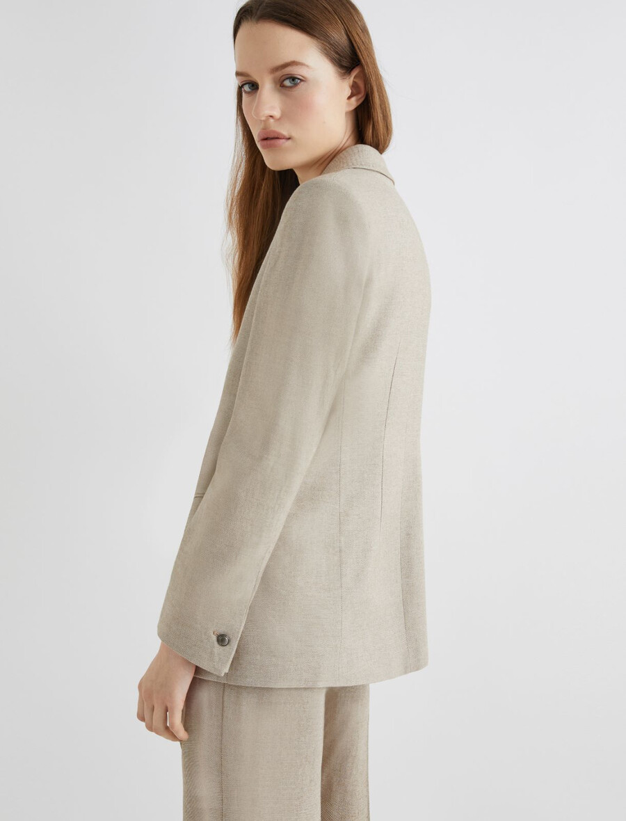 dvoredni keper blazer iz volnene mešanice - leŠnikovo rjava