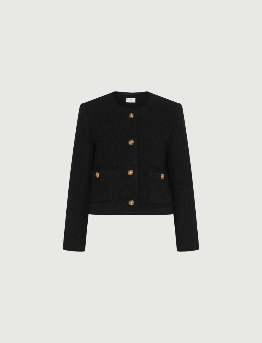 ravna jakna iz bukleja - Črna