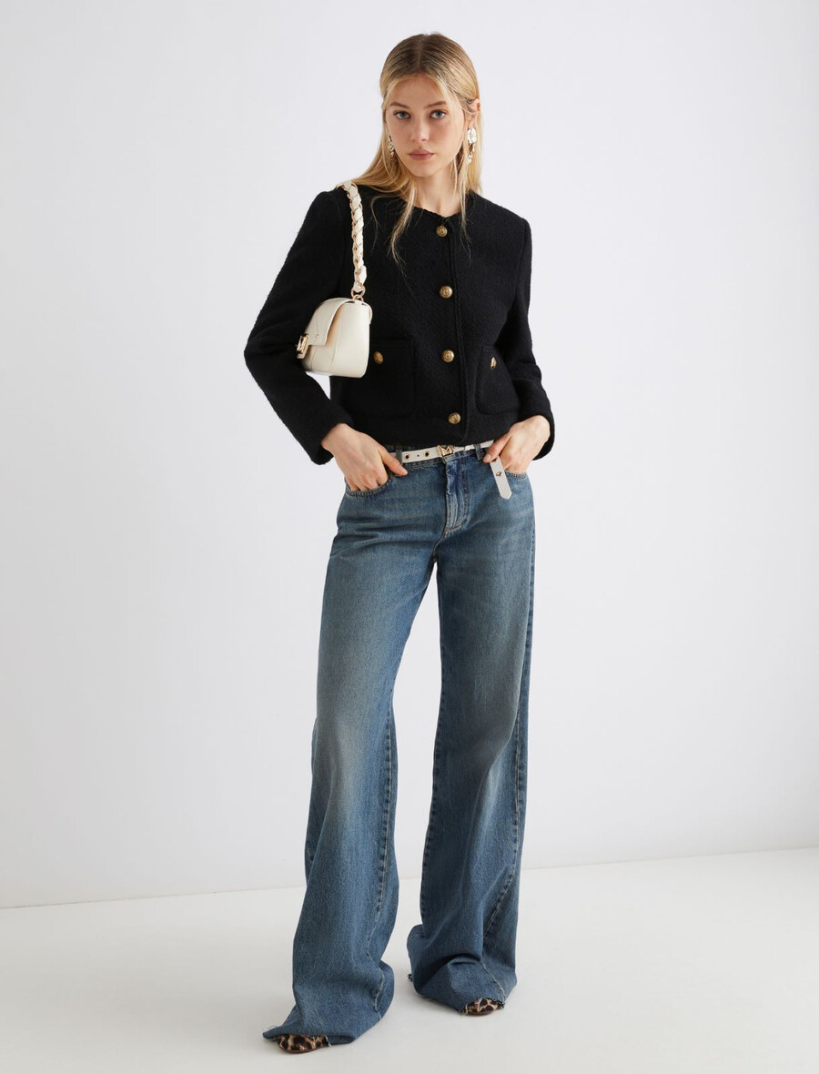 ravna jakna iz bukleja - Črna