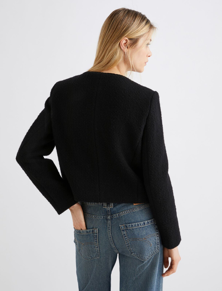 ravna jakna iz bukleja - Črna