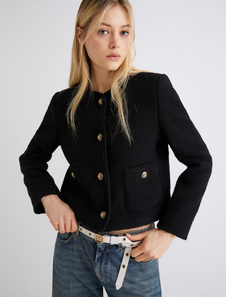 ravna jakna iz bukleja - Črna