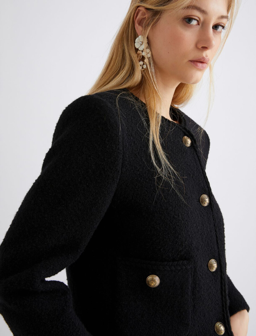 ravna jakna iz bukleja - Črna