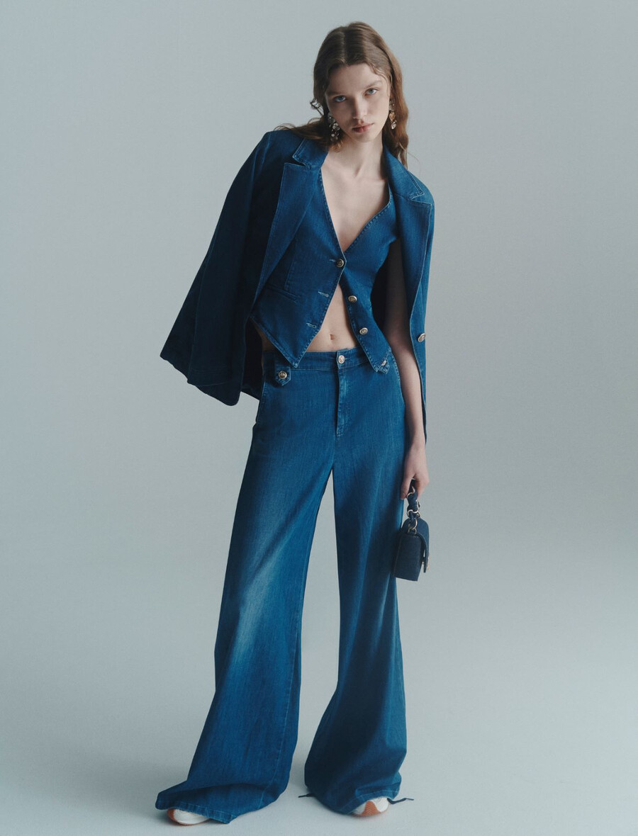 džins brezrokavnik - modre kavbojke