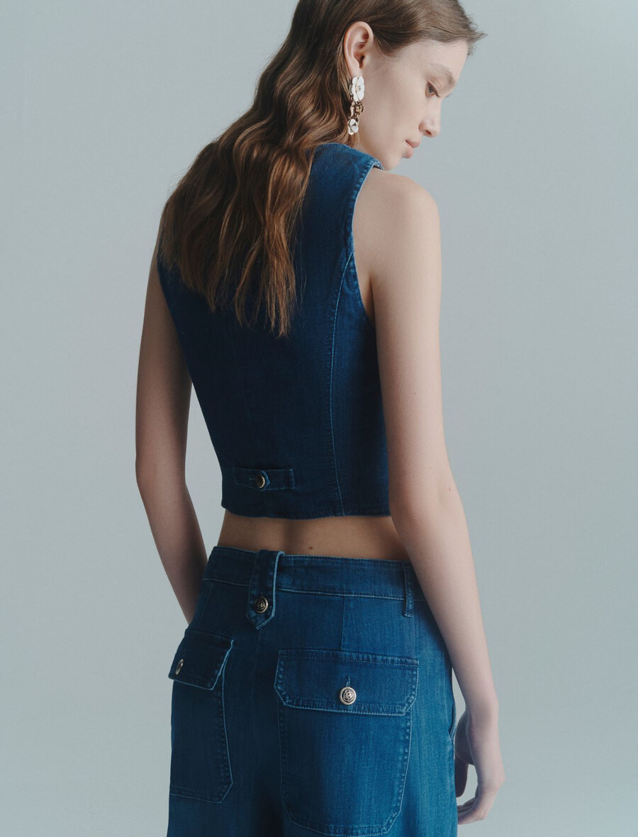 džins brezrokavnik - modre kavbojke