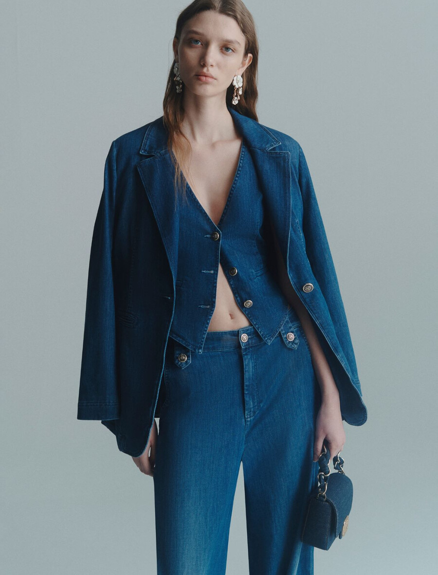 džins brezrokavnik - modre kavbojke