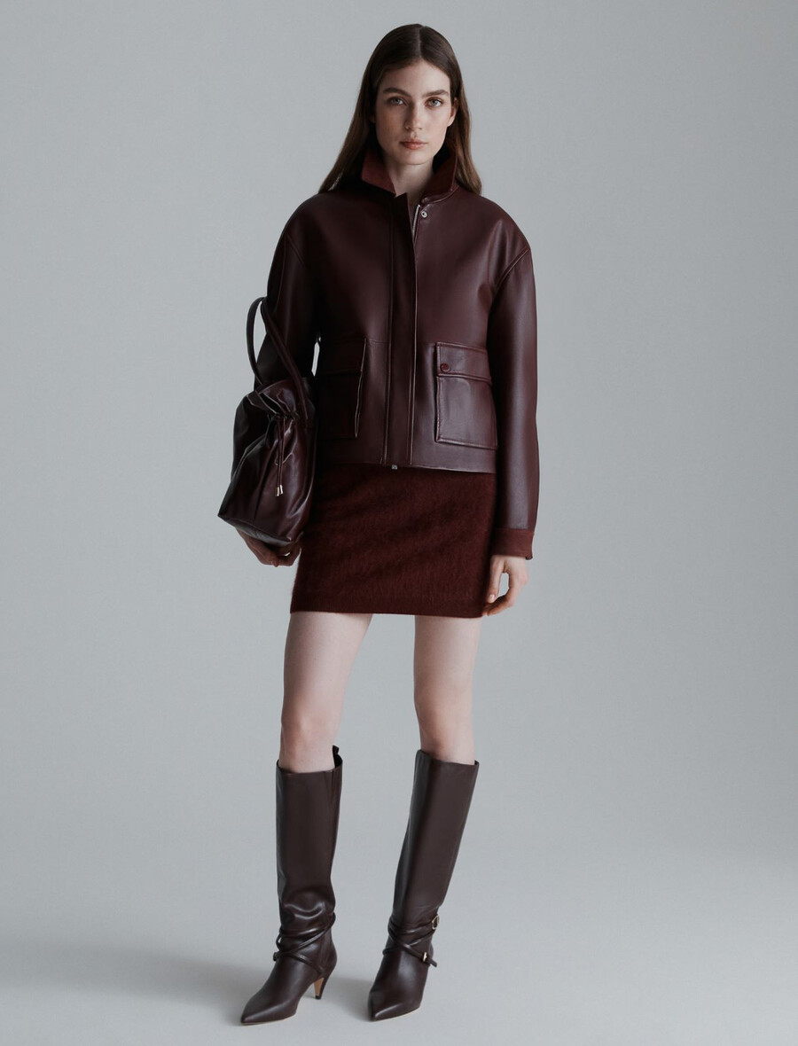 usnjena jakna - bordo