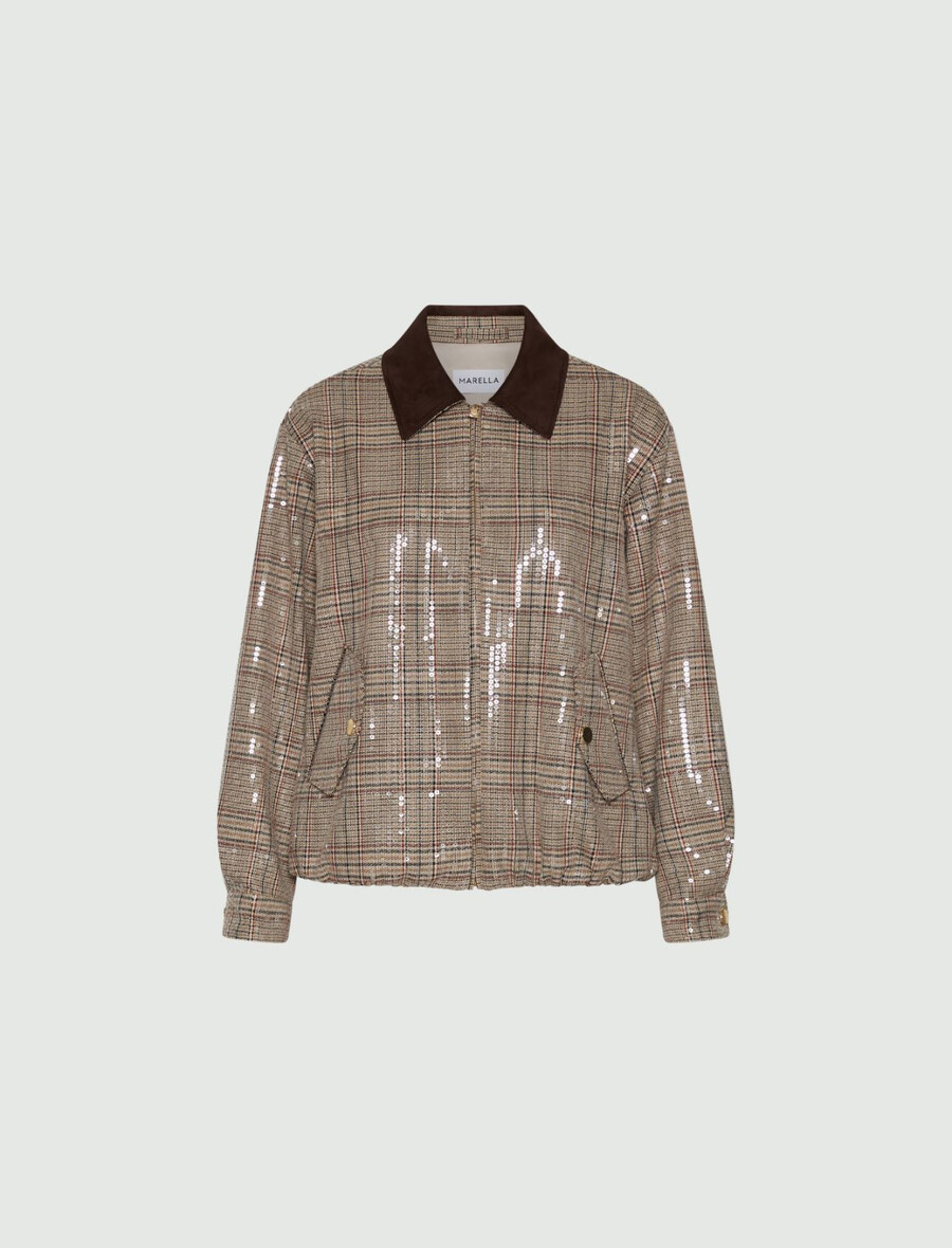 bomber jakna z bleščicami - beŽ