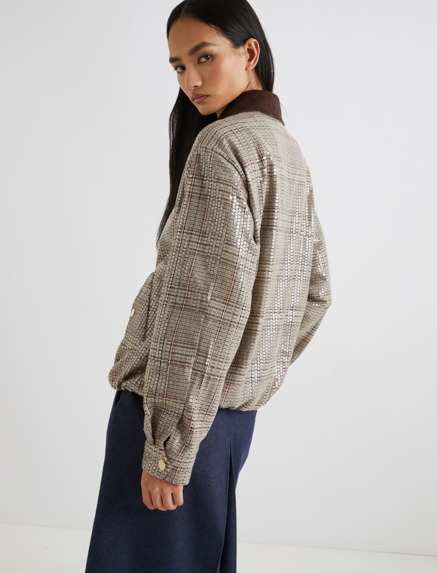bomber jakna z bleščicami - beŽ