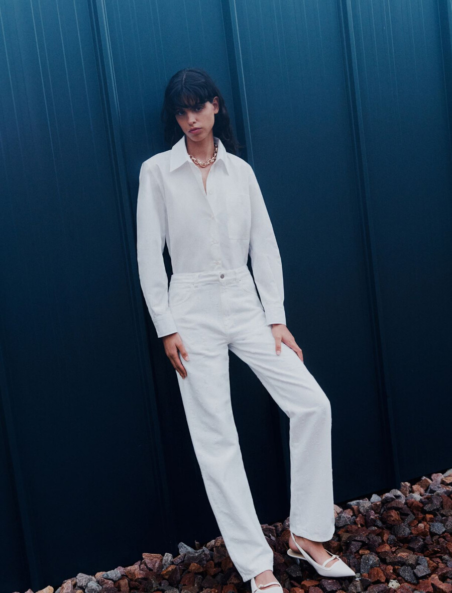 jeans kavbojke ravnega kroja - bele