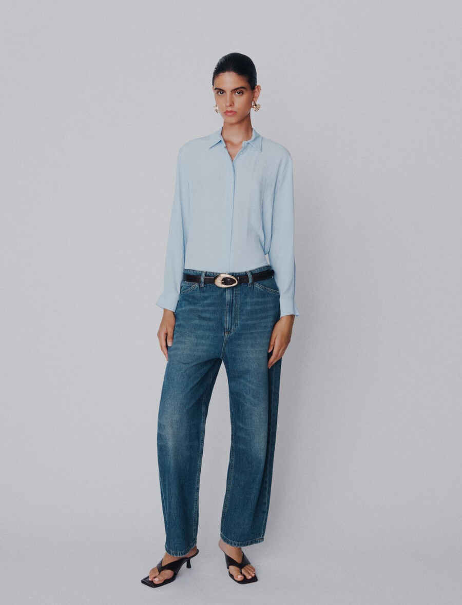 kavbojke mom fit z visokim pasom - mornarsko modre