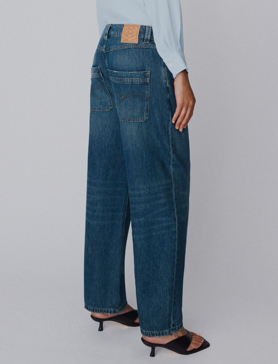 kavbojke mom fit z visokim pasom - mornarsko modre