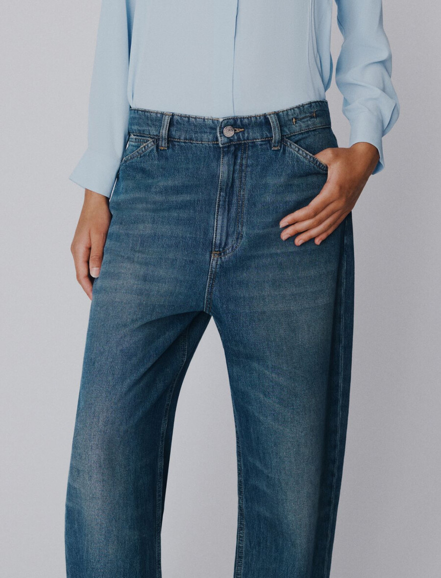 kavbojke mom fit z visokim pasom - mornarsko modre