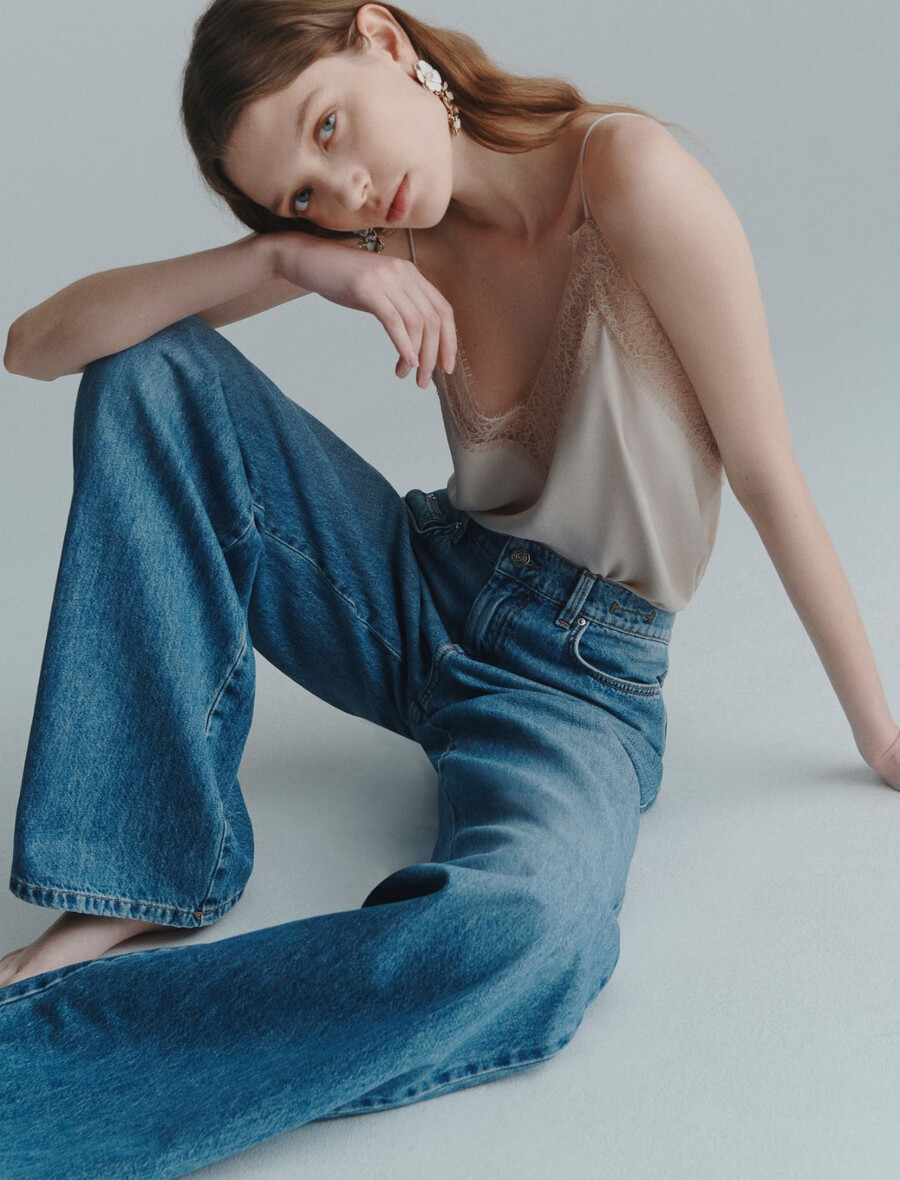 kavbojke z nizkim pasom in širokimi hlačnicami - delave` blue