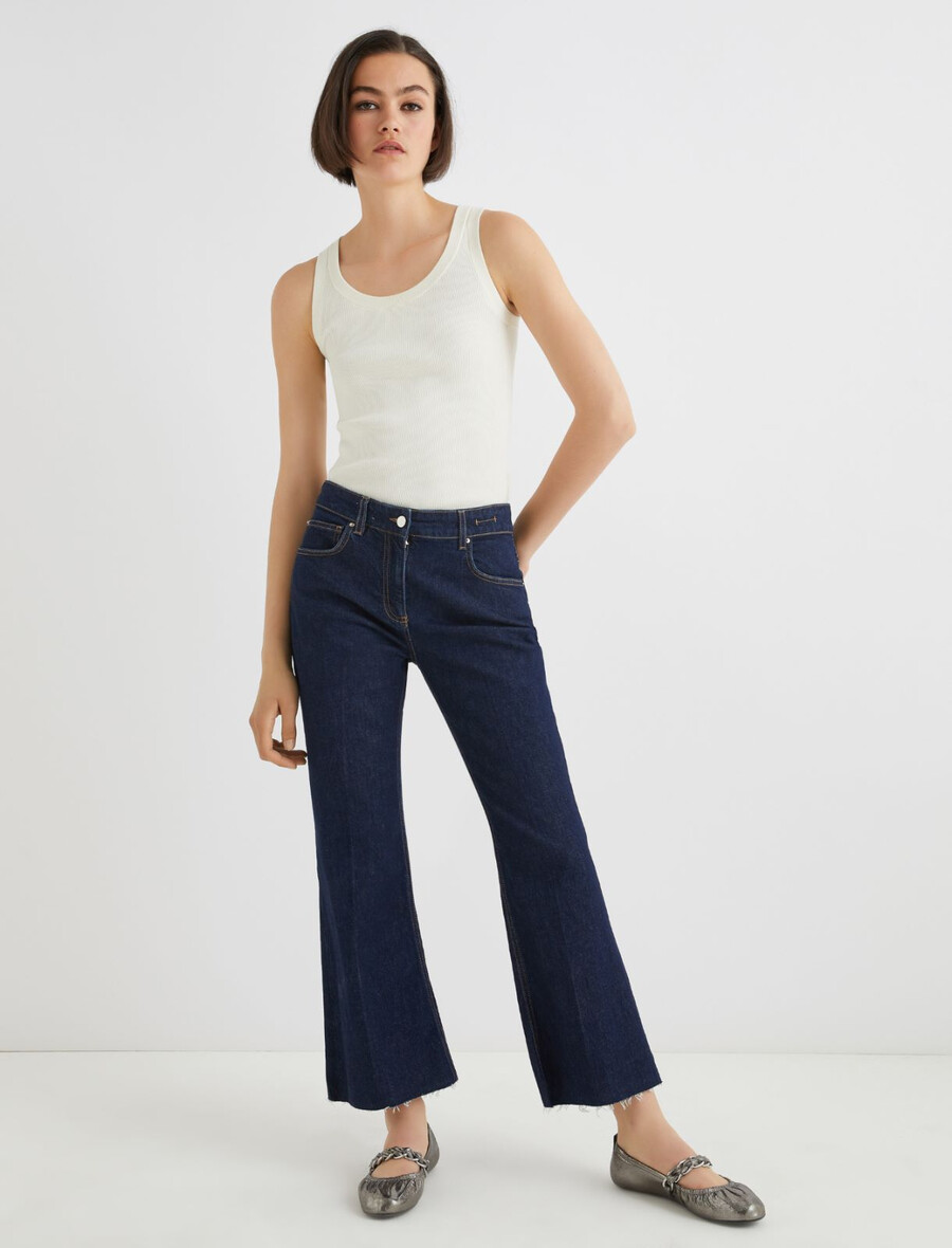 raztegnjene skrajšane kavbojke - midnightmodre